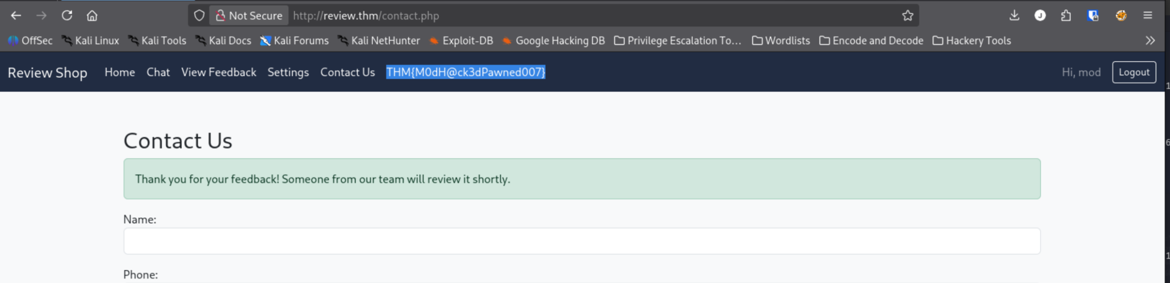 XSS flag captured